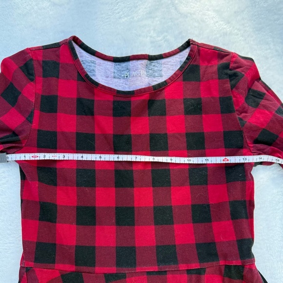 Children's Place Girls Red Buffalo Plaid Dress Size 10/12 L/S Skater Dress - Picture 8 of 8